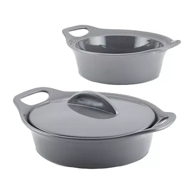 Rachael Ray Ceramic 3-pc. Casserole Bakers With Shared Lid Set In Gray