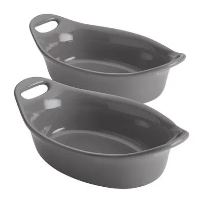 Rachael Ray Ceramic Oval 12-oz. 2-pc. Au Gratin Dish In Gray