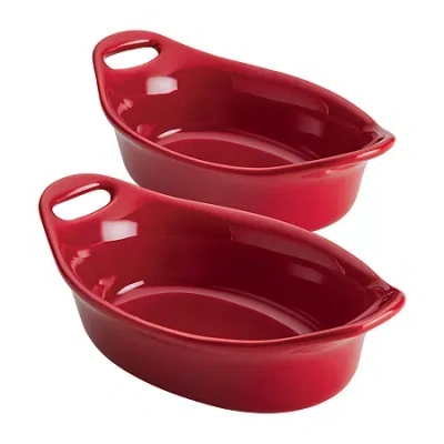 Rachael Ray Ceramic Oval 2-pc. Au Gratin Dish In Red