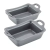 Rachael Ray Ceramic Rectangular 2-pc. Au Gratin Dish In Gray