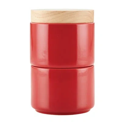 Rachael Ray Ceramic Stacking Spice Jar Set With Lid In Red