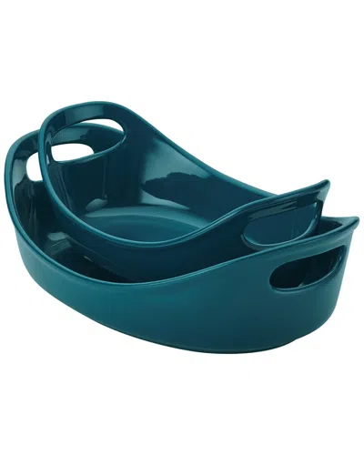 Rachael Ray Ceramics Bubble & Brown 2pc Oval Baker Set