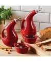 Rachael Ray Ceramics Evoo 4-pc. Dispensing Bottle & Ramekin Dipper Set In Red