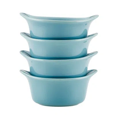Rachael Ray Ceramics Round Ramekin Dipper Cup Set, 4 Piece, Gray In Agave Blue