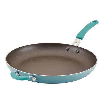 Rachael Ray Cook & Create Aluminum Nonstick Frying Pan / Skillet, 14 Inch, Agave Blue