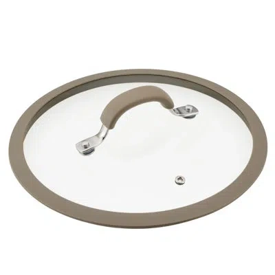 Rachael Ray Cook & Create Large Silicone-rimmed Glass Lid, 10-inch, Taupe