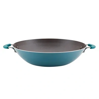 Rachael Ray Cook & Create Nonstick Wok / Stir Fry Pan, 14 Inch, Agave Blue