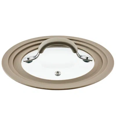 Rachael Ray Cook & Create Universal Silicone-rimmed Glass Lid, 8.5 Inch, Taupe