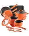 Rachael Ray Cook + Create Aluminum Nonstick Cookware Set, 11 Piece In Orange