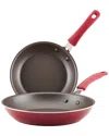 Rachael Ray Cook + Create Aluminum Nonstick Frying Pan Set, 2 Piece In Red