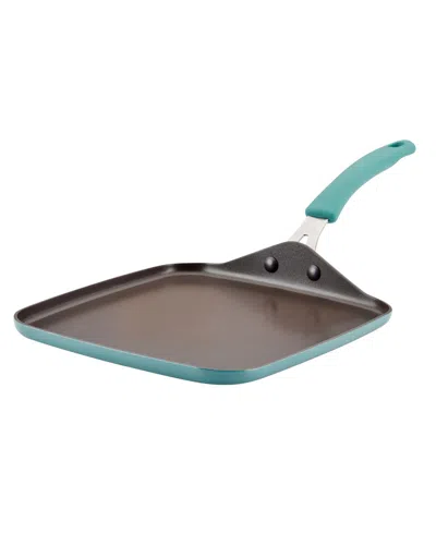 Rachael Ray Cook + Create Aluminum Nonstick Square Stovetop Griddle Pan, 11" In Agave Blue