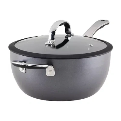Rachael Ray Cook + Create Hard Anodized 4.5qt. Non-stick Sauce Pan With Lid In Black