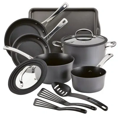 Rachael Ray Cook + Create Hard Anodized Nonstick Cookware Set, 11-piece In Black