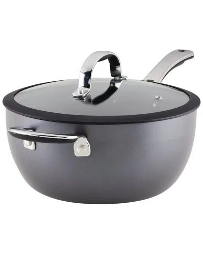 RACHAEL RAY RACHAEL RAY COOK + CREATE HARD ANODIZED NONSTICK SAUCIER WITH LID AND HELPER HANDLE, 4.5-QUART