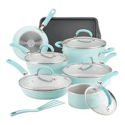 Rachael Ray Create Delicious 13-pc. Aluminum Non-stick Cookware Set In Blue