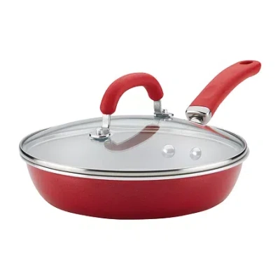 Rachael Ray Create Delicious 9.5" Non-stick Deep Skillet With Lid In Red