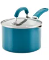 Rachael Ray Create Delicious Aluminum Nonstick 2-qt. Saucepan With Straining Lid In Blue