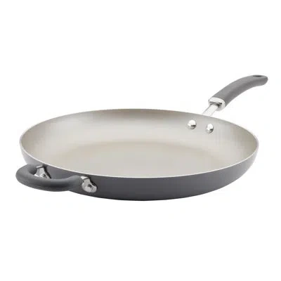 Rachael Ray Create Delicious Aluminum Nonstick Frying Pan With Helper Handle, 14.5-inch, Teal Shimmer In Gray