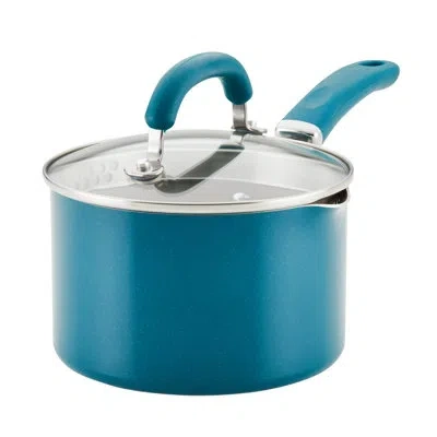 Rachael Ray Create Delicious Aluminum Nonstick Induction Saucepan With Straining Lid, Dishwasher Safe, 2 Quart,  In Teal