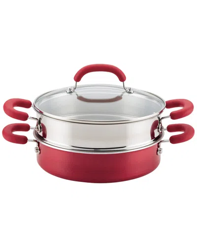 Rachael Ray Create Delicious Aluminum Nonstick Steam Set In Red Shimmer