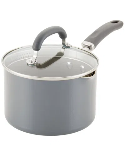 Rachael Ray Create Delicious Aluminum Nonstick Straining Saucepan, 3-quart In Grey