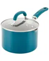 Rachael Ray Create Delicious Aluminum Nonstick Straining Saucepan, 3-quart In Teal