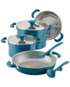 Rachael Ray Create Delicious Stackable Nonstick 8-pc. Cookware Set In Teal
