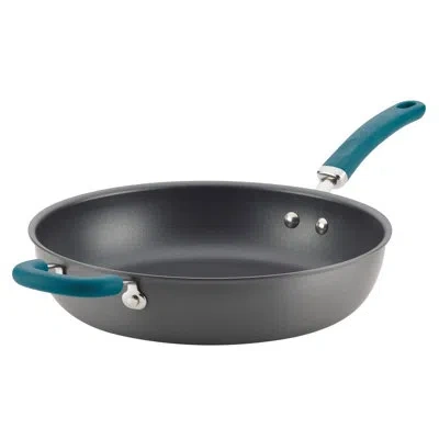 Rachael Ray Create Delicious Hard Anodized Nonstick Induction Deep Frying Pan / Skillet In Gray,teal