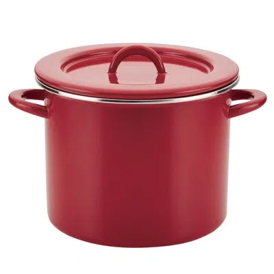 Rachael Ray Create Delicious Large Enamel On Steel Induction Stockpot, 12 Quart In Red Shimmer