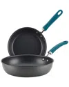 Rachael Ray Create Delicious Hard-anodized Aluminum Nonstick Deep Skillet Twin Pack, 9.5" And 11.75" Handles