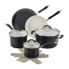 Rachael Ray Cucina Ceramic 10-pc. Non-stick Cookware Set In Black