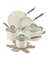 Rachael Ray Cucina Ceramic 10pc Nonstick Cookware Pots And Pan In Almond