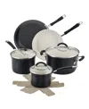 Rachael Ray Cucina Ceramic 10pc Peppercorn Nonstick Cookware P In Peppercorn