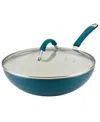 Rachael Ray Cucina Ceramic 11in Nonstick Stir Fry Pan With Lid In Marine Blue