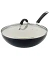 Rachael Ray Cucina Ceramic 11in Nonstick Stir Fry Pan With Lid In Peppercorn