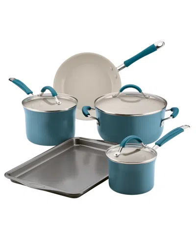 Rachael Ray Cucina Ceramic Nonstick 8-pc. Cookware Set, Created For Macy's In Blue