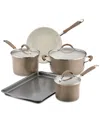 Rachael Ray Cucina Ceramic Nonstick 8-pc. Cookware Set, Created For Macy's In Brown