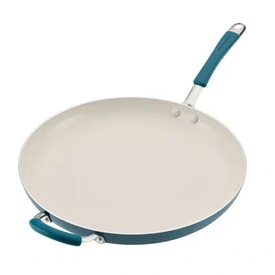 Rachael Ray Cucina Ceramic Nonstick Frying Pan, 14 Inch, Marine Blue