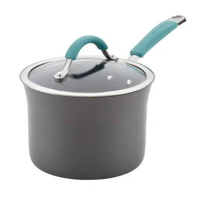 Rachael Ray Cucina Hard Anodized Nonstick Sauce Pan With Lid, 3-quart, Agave Blue