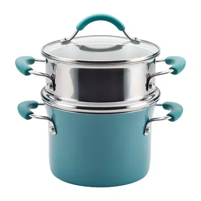 Rachael Ray Cucina Nonstick Saucepot With Steamer And Lid In Green