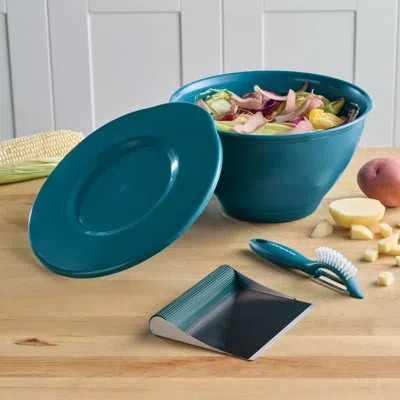 Rachael Ray Kitchen Prep, Garbage Bowl With Lid, Bench Scrape, Veggie Peeler, 4-piece Set