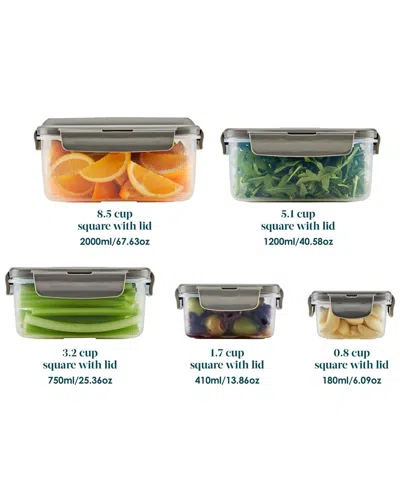 Rachael Ray Leak-proof Nestable Square Food Storage Container Set, 10pc In Clear