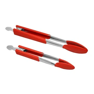 Rachael Ray Lil' Huggers Kitchen Tongs Set, 9 Inch And 12 Inch In Red