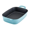 Rachael Ray Nitro Cast Iron 9x13" Roasting Pan In Blue