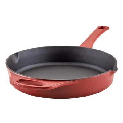 Rachael Ray Nitro Cast Iron Frying Pan / Skillet, Induction-suitable In Red
