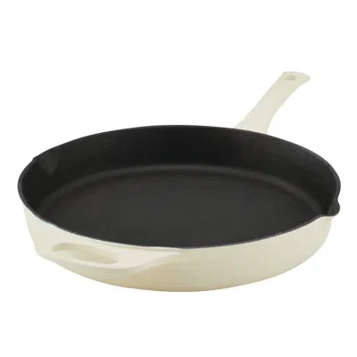 Rachael Ray Nitro Cast Iron Frying Pan/skillet, 12 Inch In Black;ivory
