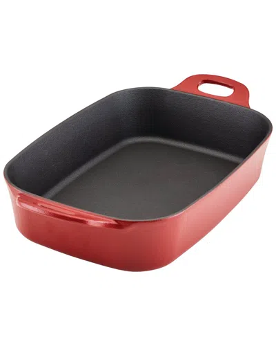 Rachael Ray Nitro Cast Iron 9-inch X 13-inch Roasting Pan In Red