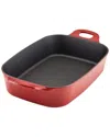 Rachael Ray Nitro Cast Iron 9-inch X 13-inch Roasting Pan In Red