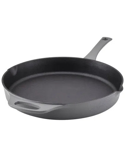 RACHAEL RAY RACHAEL RAY NITRO CAST IRON SKILLET FRYING PAN WITH HELPER HANDLE & POUR  SPOUTS