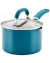 Rachael Ray Nonstick 2qt Saucepan With Straining Lid In Teal
